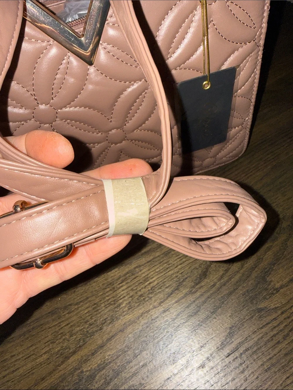 CROSSI NY Quilted Top-Handle Satchel and Crossbody in Dusty Pink